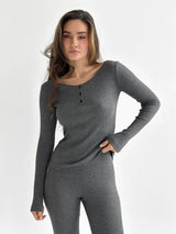 Rib knit longsleeve anthracite