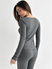 Rib knit longsleeve anthracite