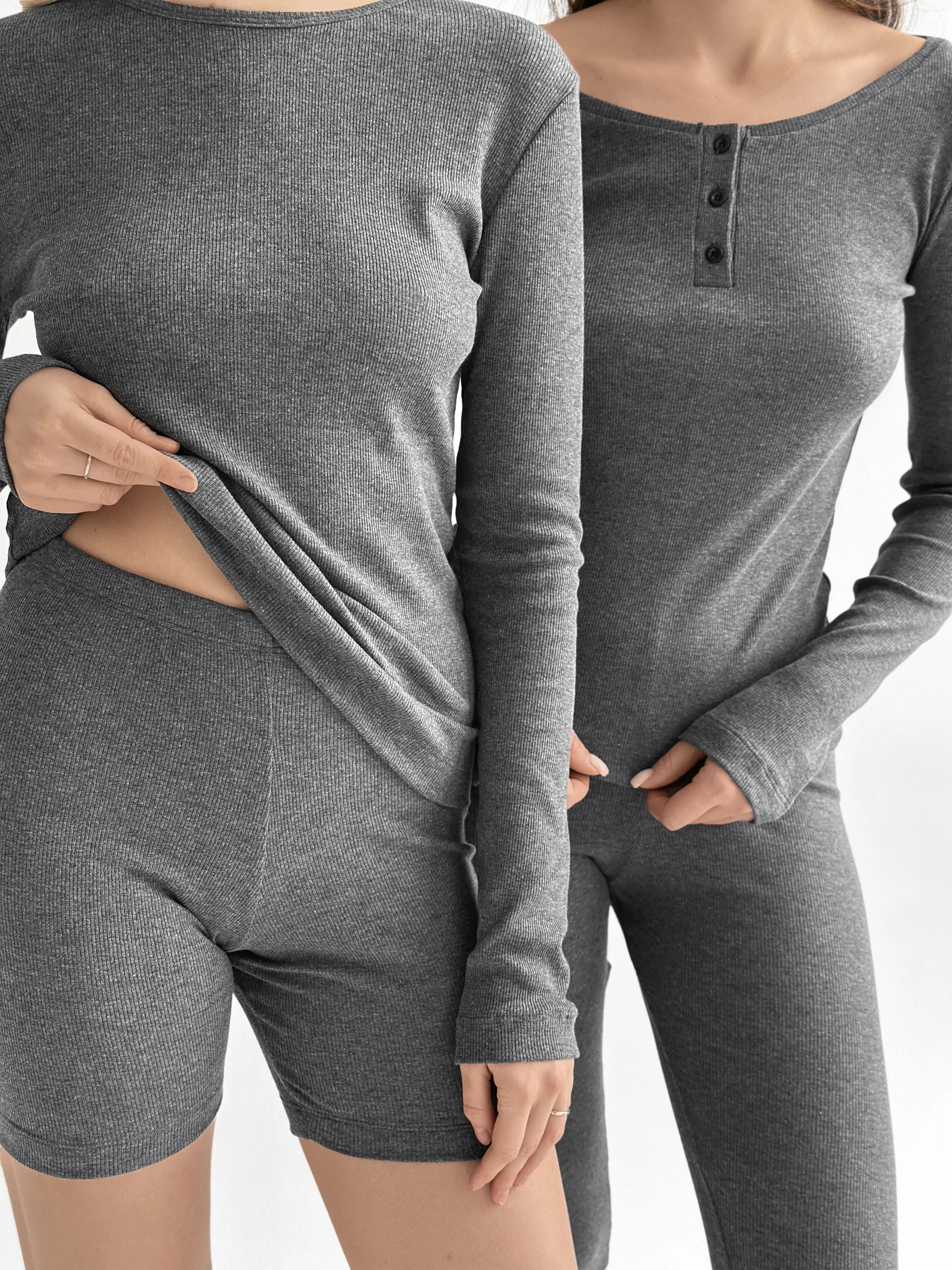 Rib knit Leggings anthracite