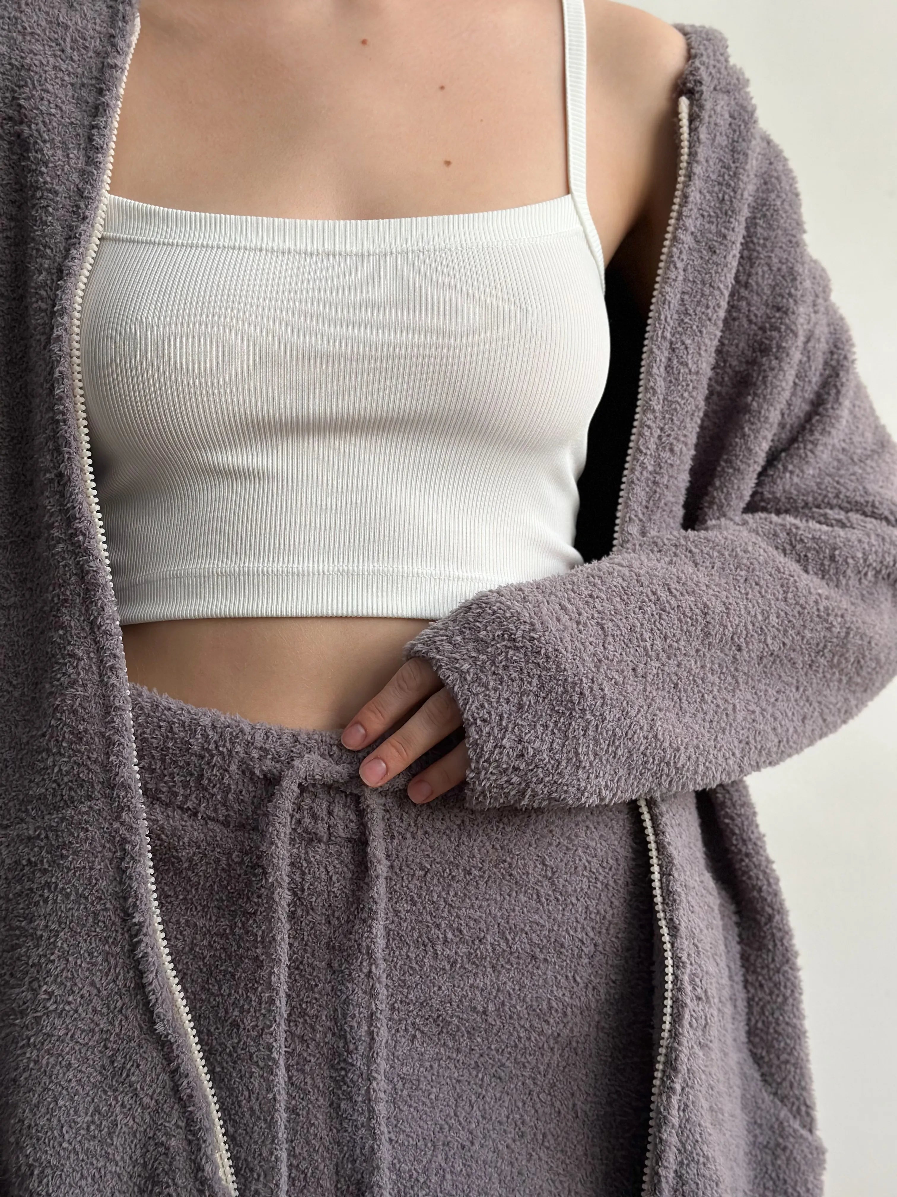 Soft knitted zip-up sweater graphite