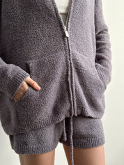 Soft knitted zip-up sweater graphite
