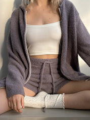 Soft knitted zip-up sweater graphite