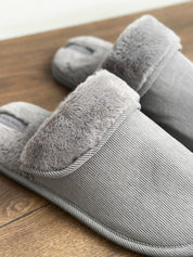 Men's slippers HS-OZ VELVET with fur inside out, gray