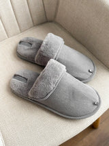 Men's slippers HS-OZ VELVET with fur inside out, gray
