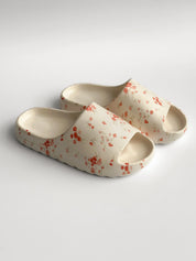 Twins foam beach and street slippers milky with red flower (=)