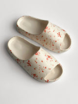 Twins foam beach and street slippers milky with red flower (=)