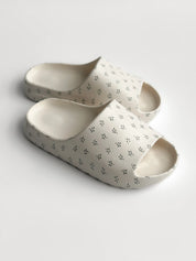 Twins foam beach and street slippers white with flower (=)