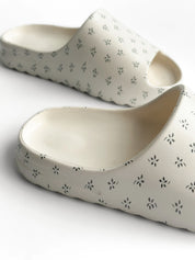 Twins foam beach and street slippers white with flower (=)
