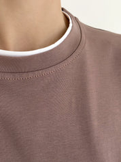 T-shirt with white trim, cappuccino, onesize