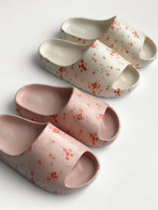 Twins foam beach and street slippers powder red flower (=)