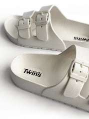 Twins beach and street slippers with adjusters white(=)