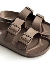 Twins beach and street slippers with adjusters, dark chocolate (=)