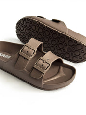 Twins beach and street slippers with adjusters, dark chocolate (=)