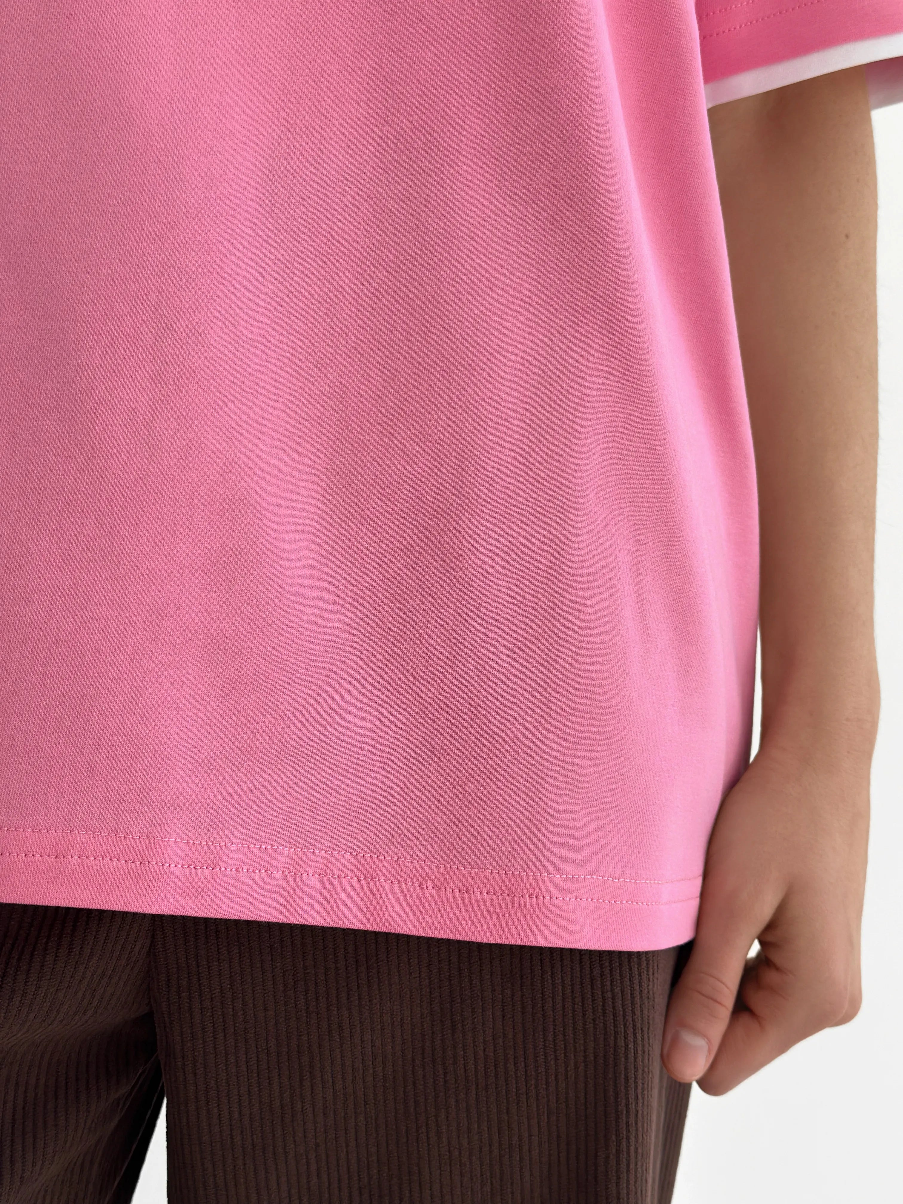 T-shirt with white trim, pink, onesize