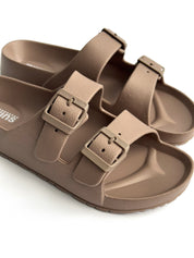 Twins beach and street slippers with adjusters brown (=)
