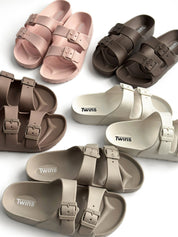 Twins beach and street slippers with adjusters brown (=)