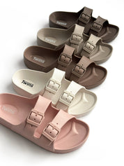 Twins beach and street slippers with adjusters beige (=)