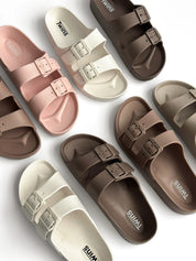 Twins beach and street slippers with adjusters brown (=)