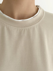 T-shirt with white trim, beige, onesize