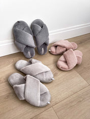 Women's slippers HS-LUX fur gray