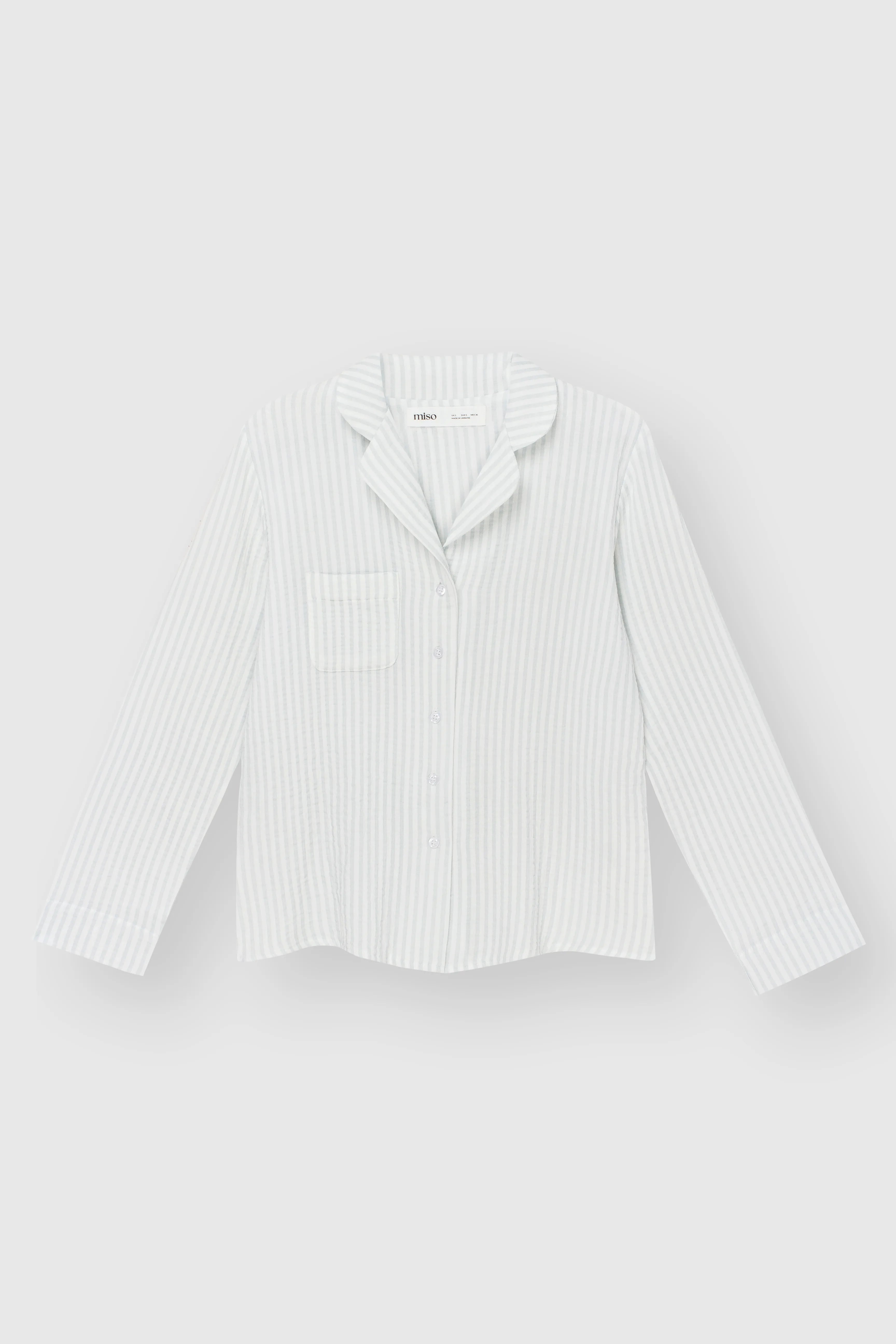 Gray striped muslin shirt and pants suit