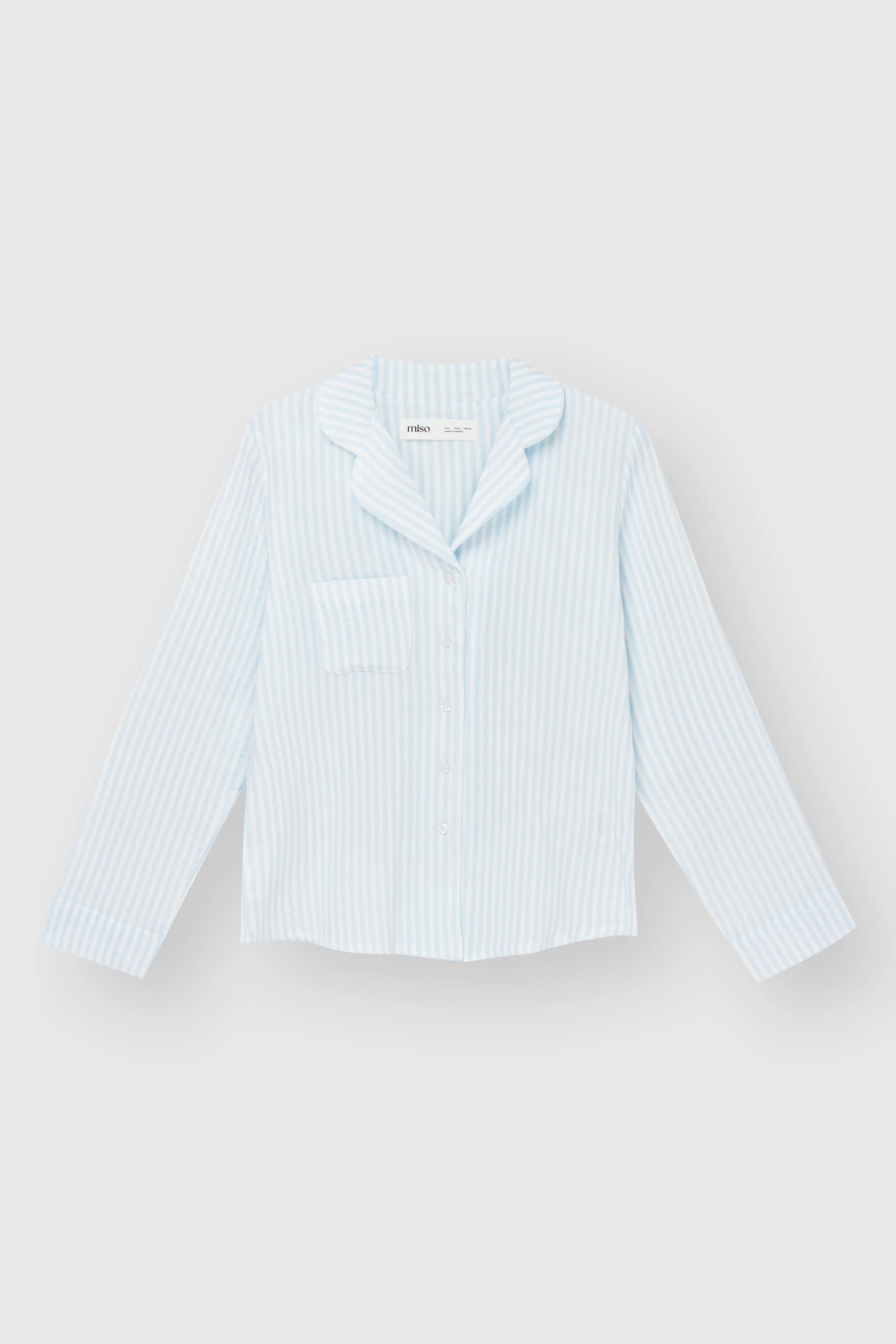 Blue striped muslin shirt and pants suit