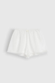 Mono shorts with lace cambric plain milky