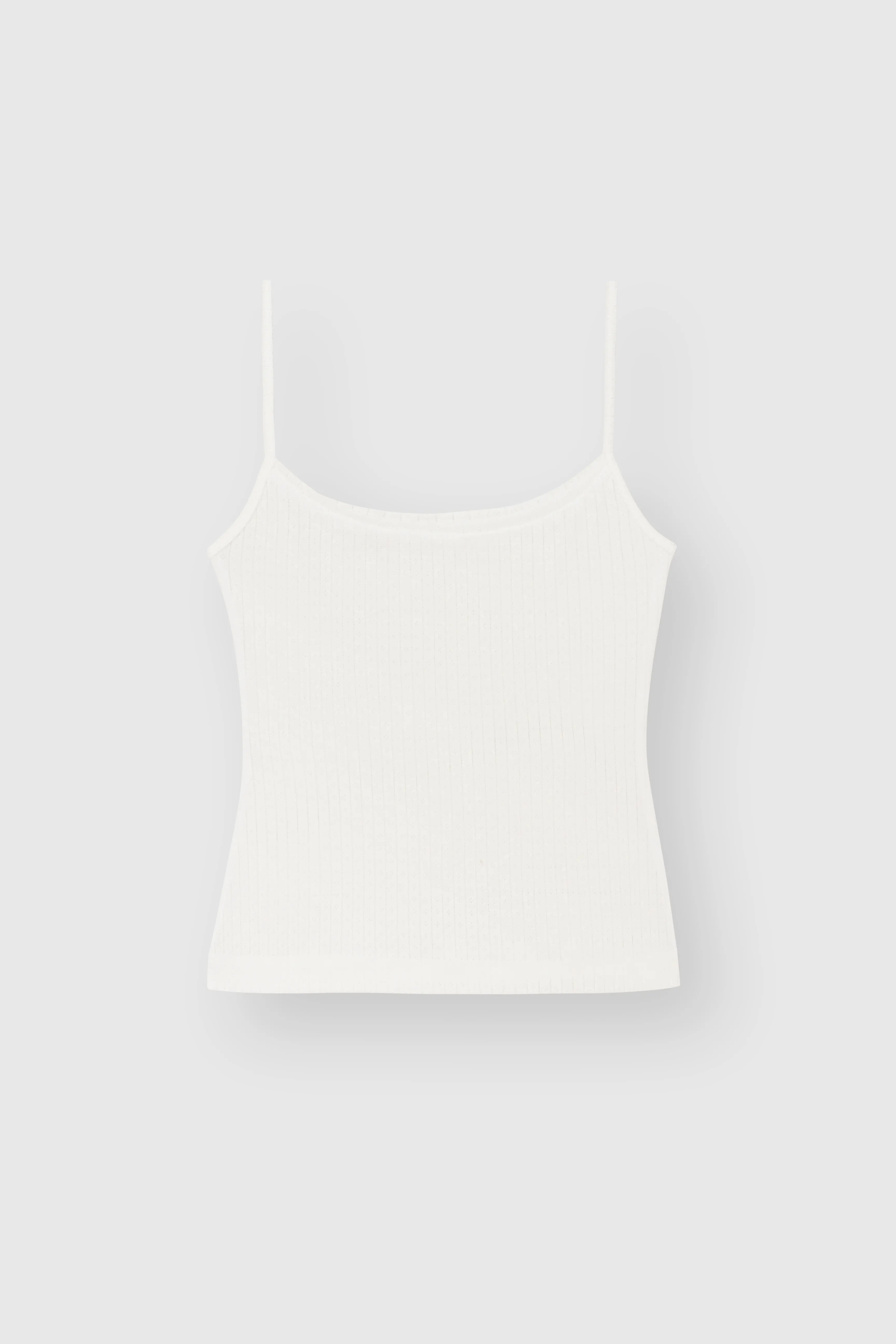 Ribbed T-shirt with straps milky color