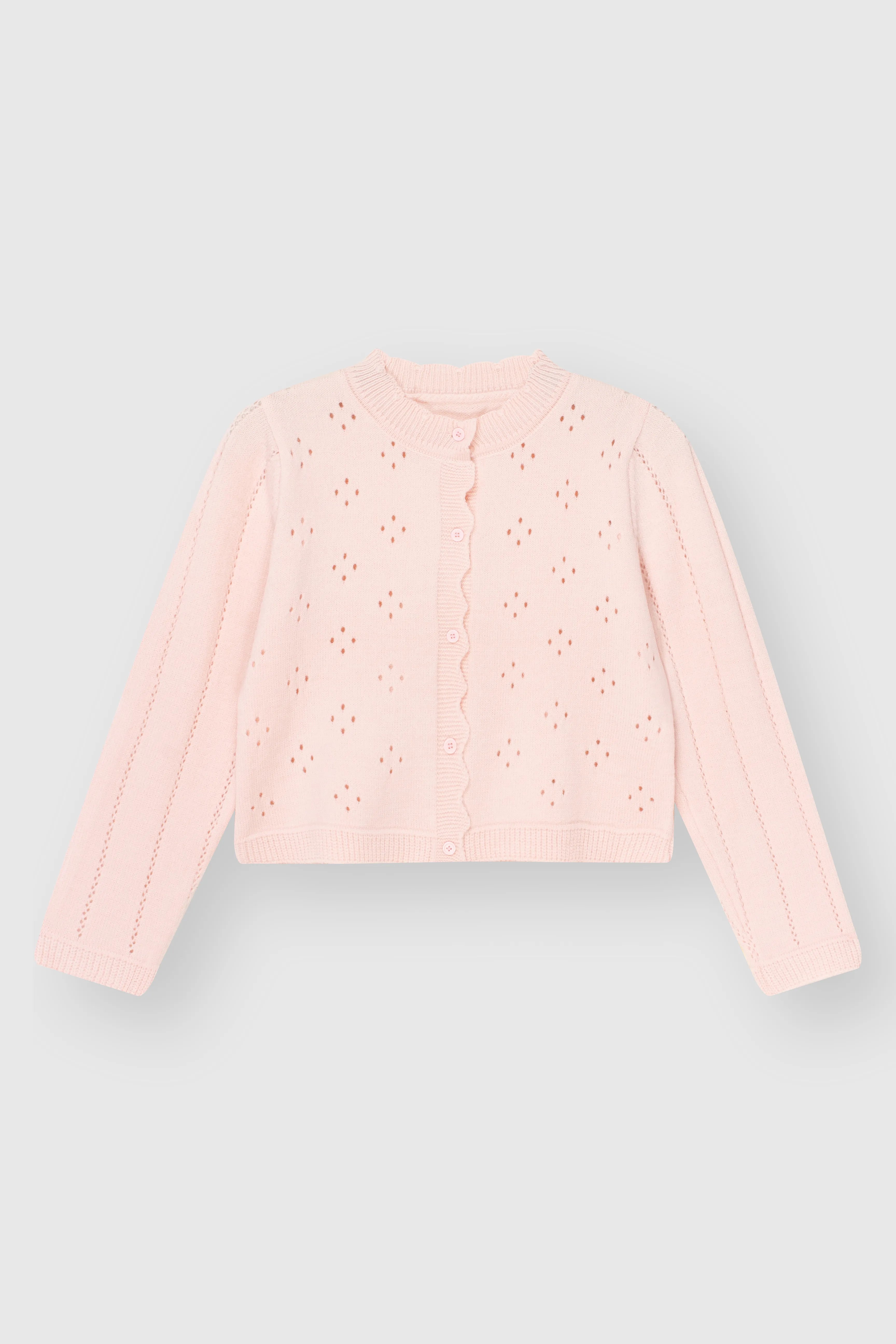 Soft cropped openwork cardigan pink