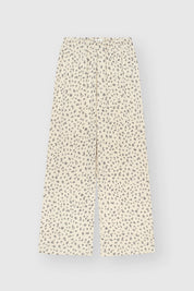Ribbed wide pants milky blue with a little flower