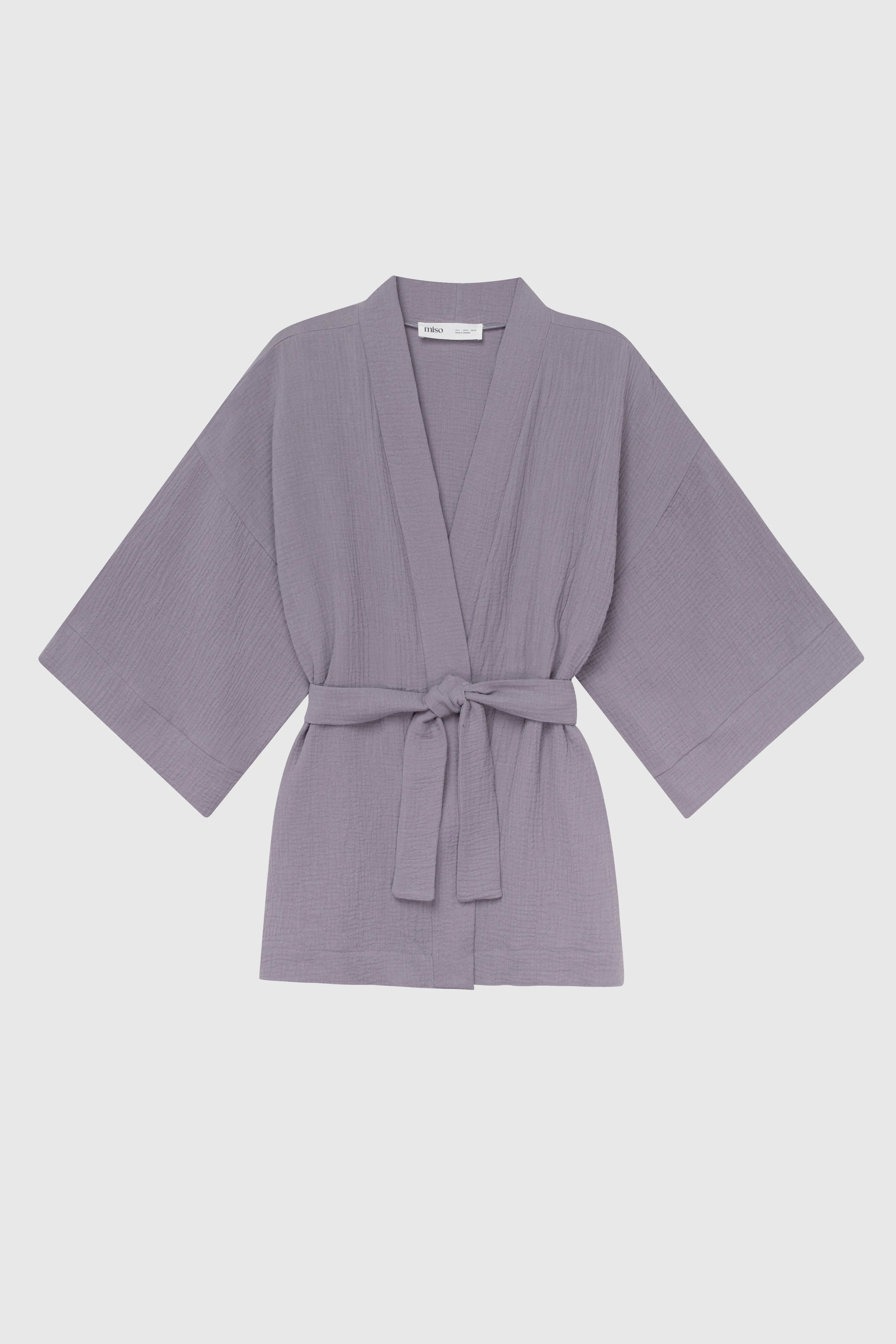 Muslin set 2-layer kimono+shorts gray