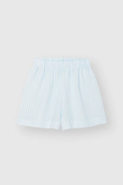 Blue striped muslin shirt and shorts suit