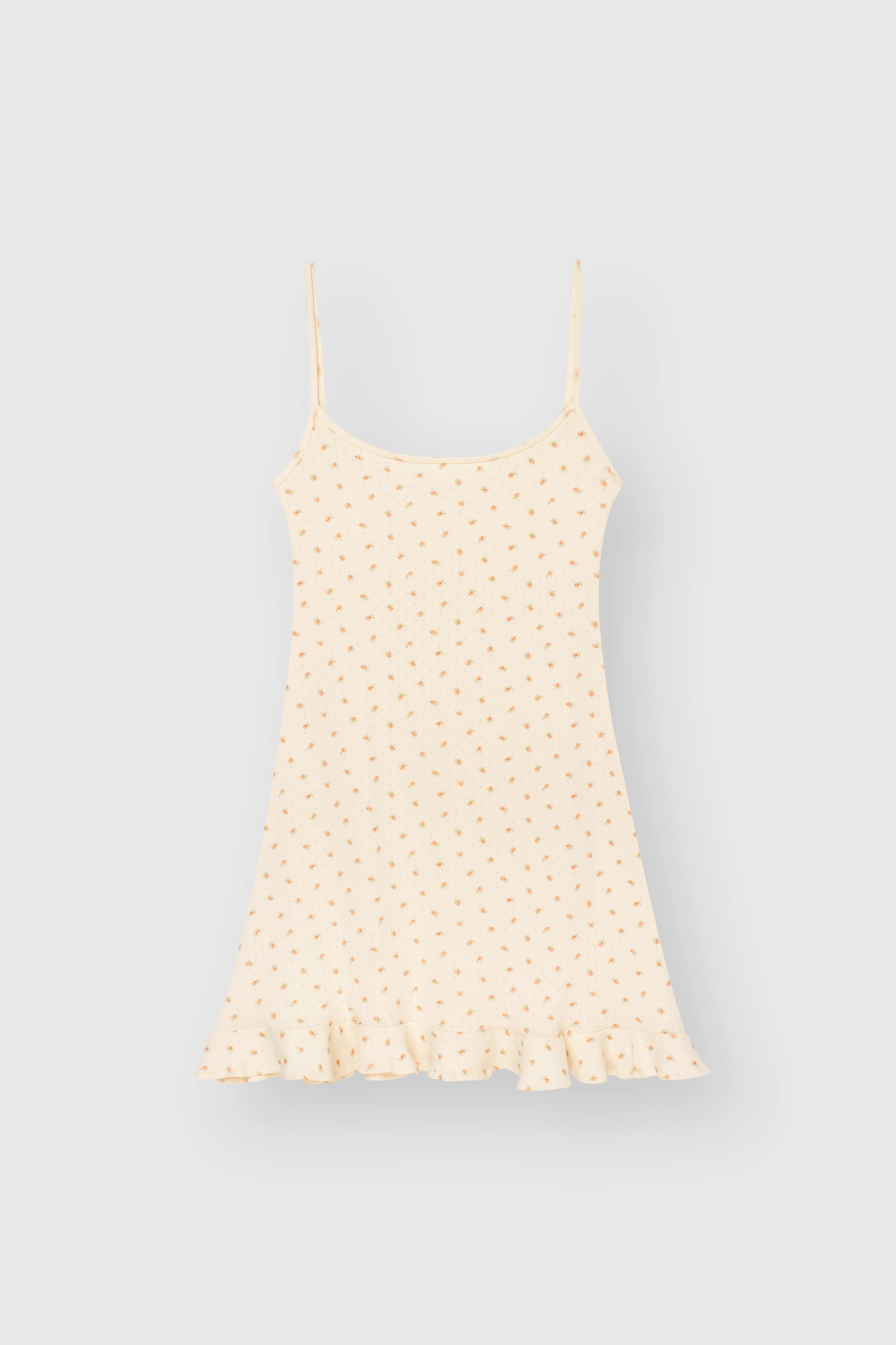 Ribbed sleep dress with milky rose trim
