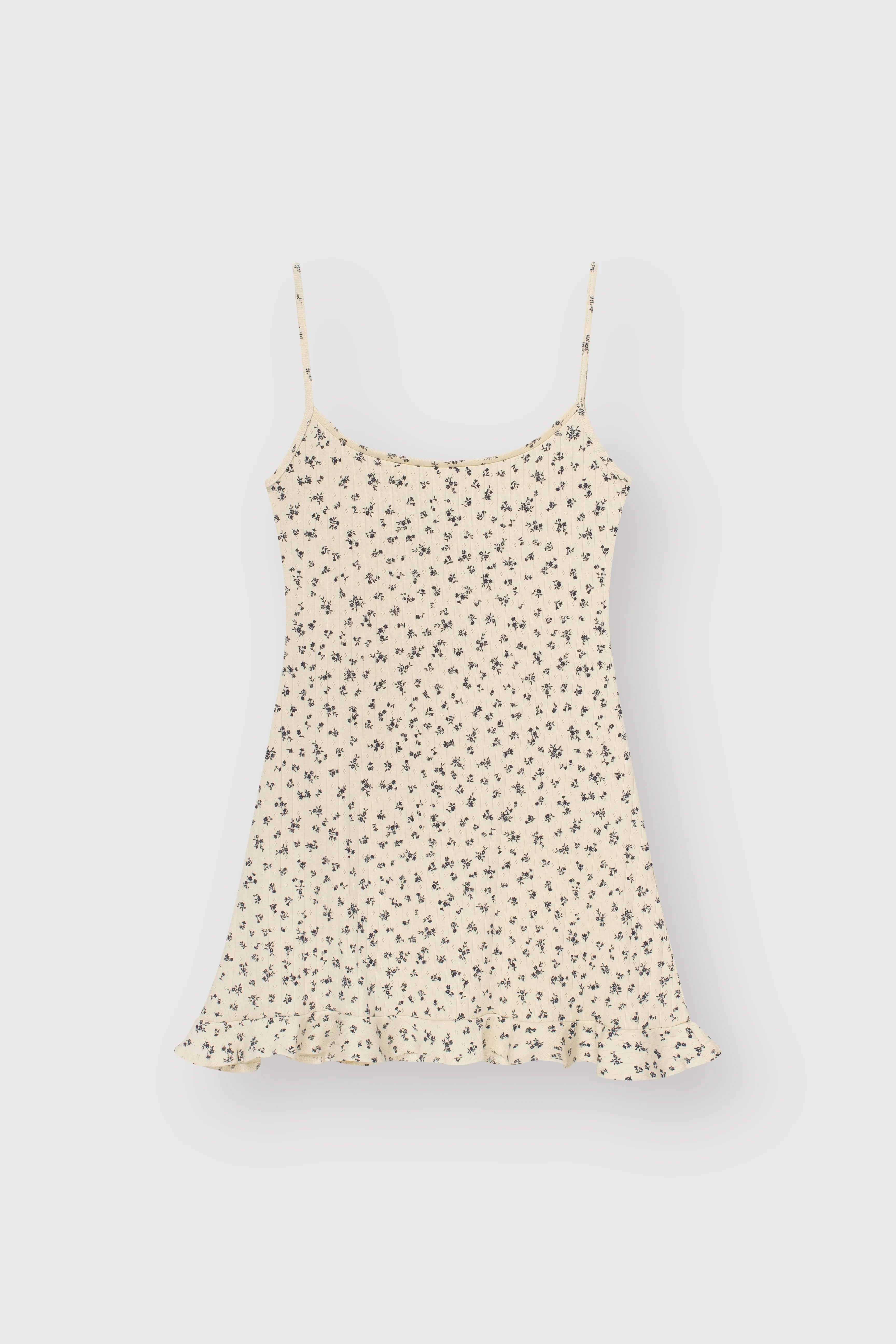 Ribbed sleep dress in milky blue with a little flower