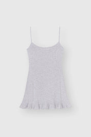 Ribbed sleep dress with ruffles gray