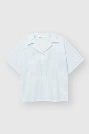 Blue striped muslin shirt and shorts suit