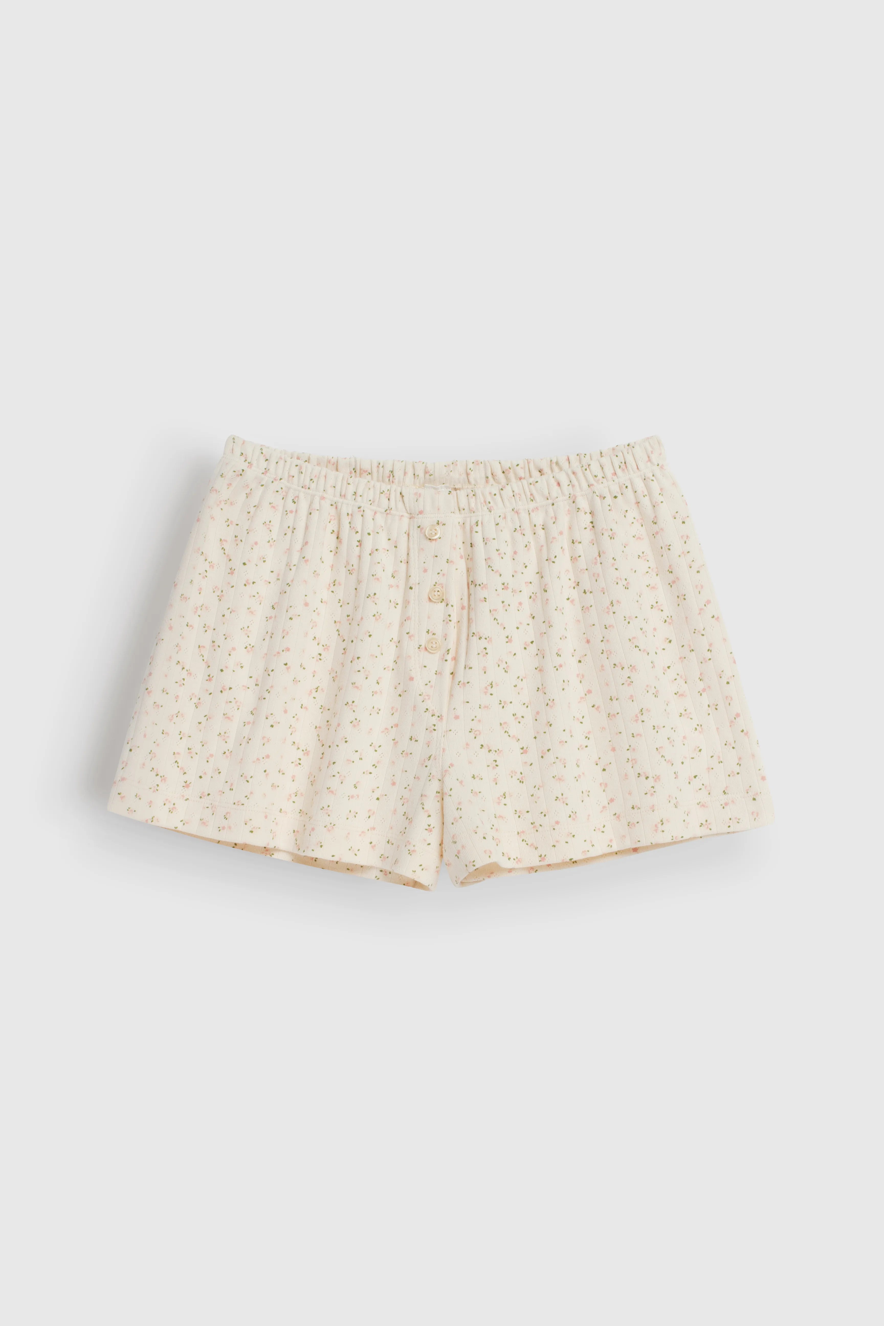 Ribbed shorts with a pink flower gusset