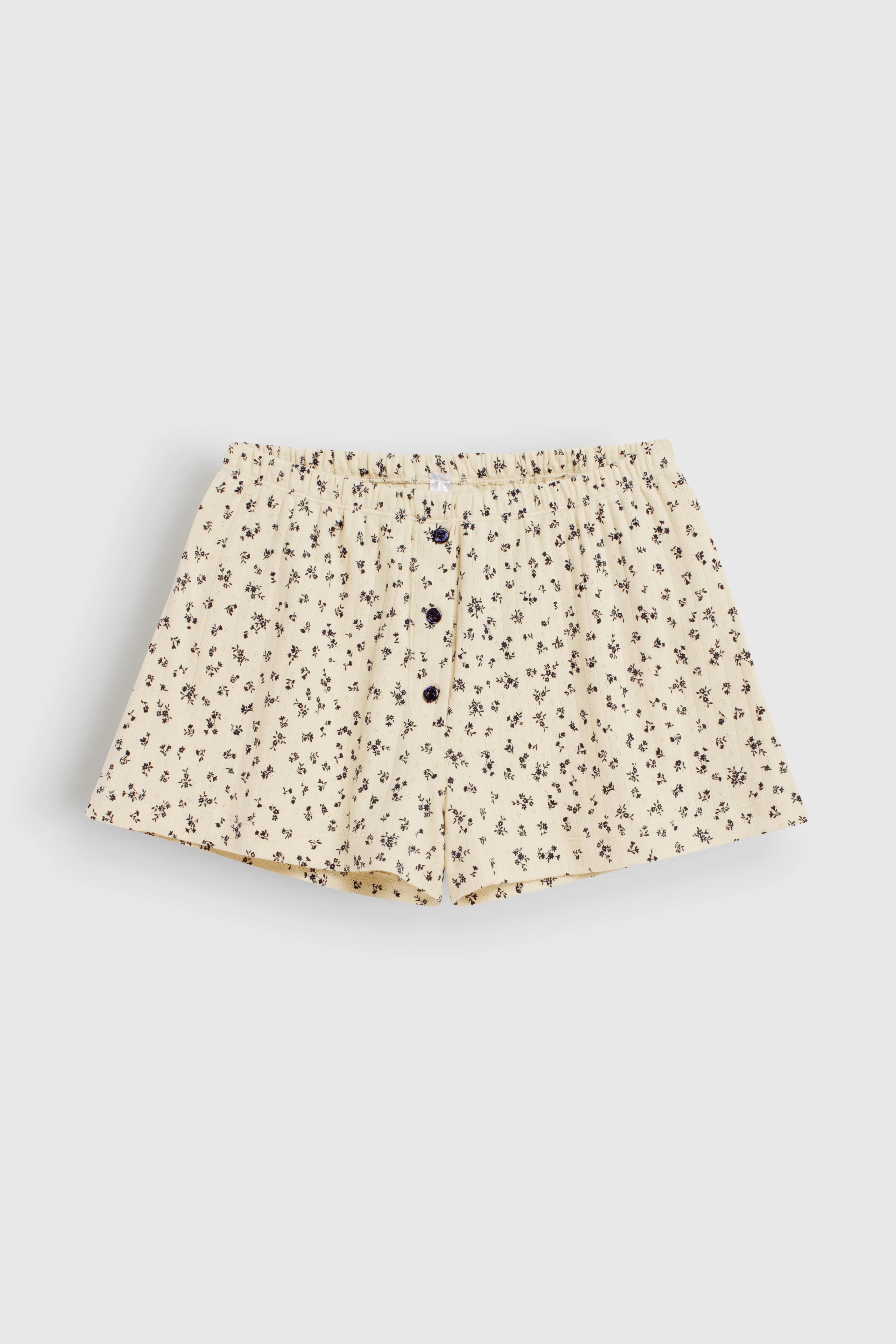 Ribbed shorts milky blue flower