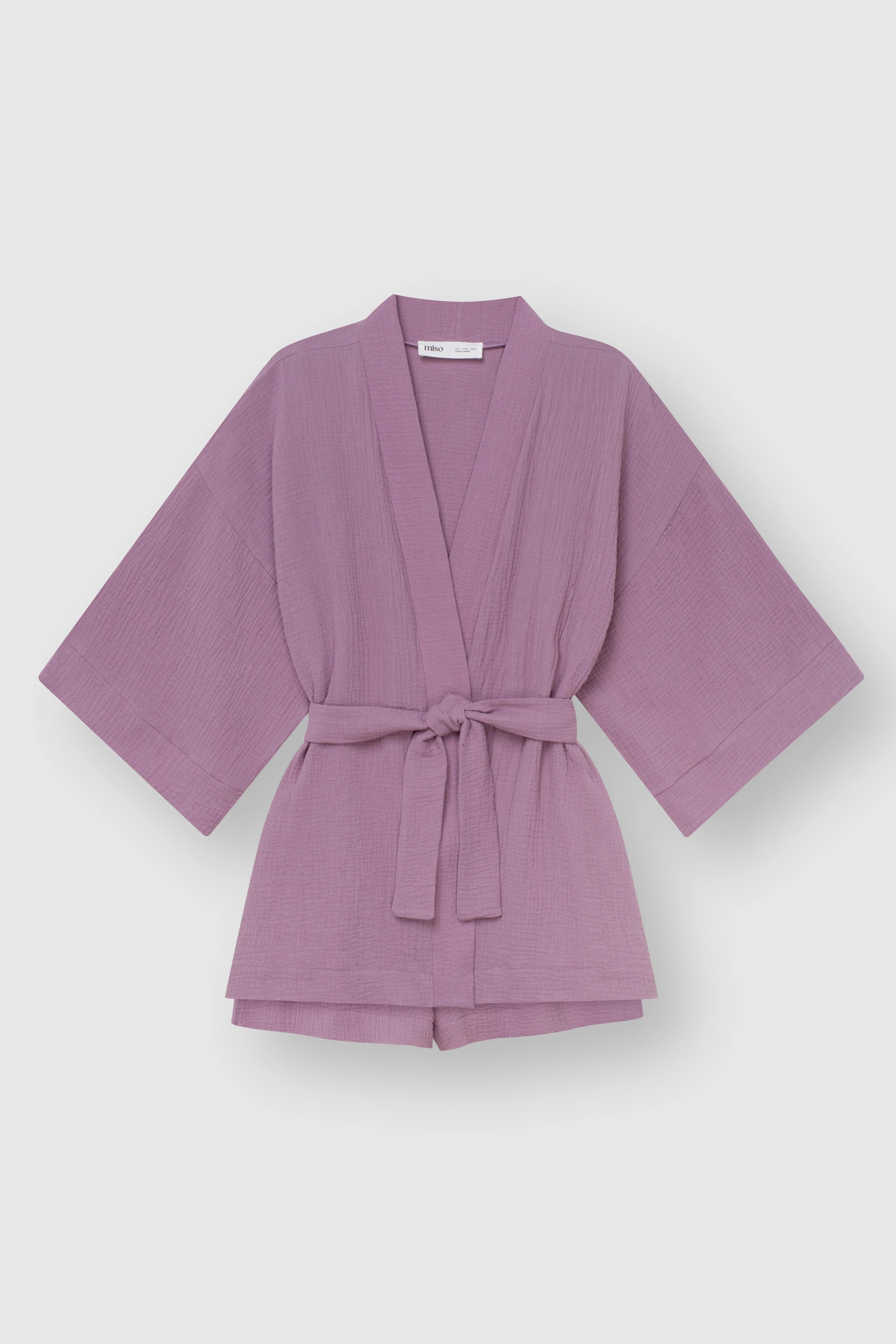 Muslin set 2-layer kimono+shorts purple