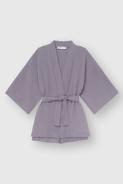 Muslin set 2-layer kimono+shorts gray