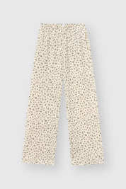 Ribbed knitted suit wide pants + longsleeves milky with flower