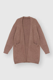 Soft knitted fluffy cardigan brown