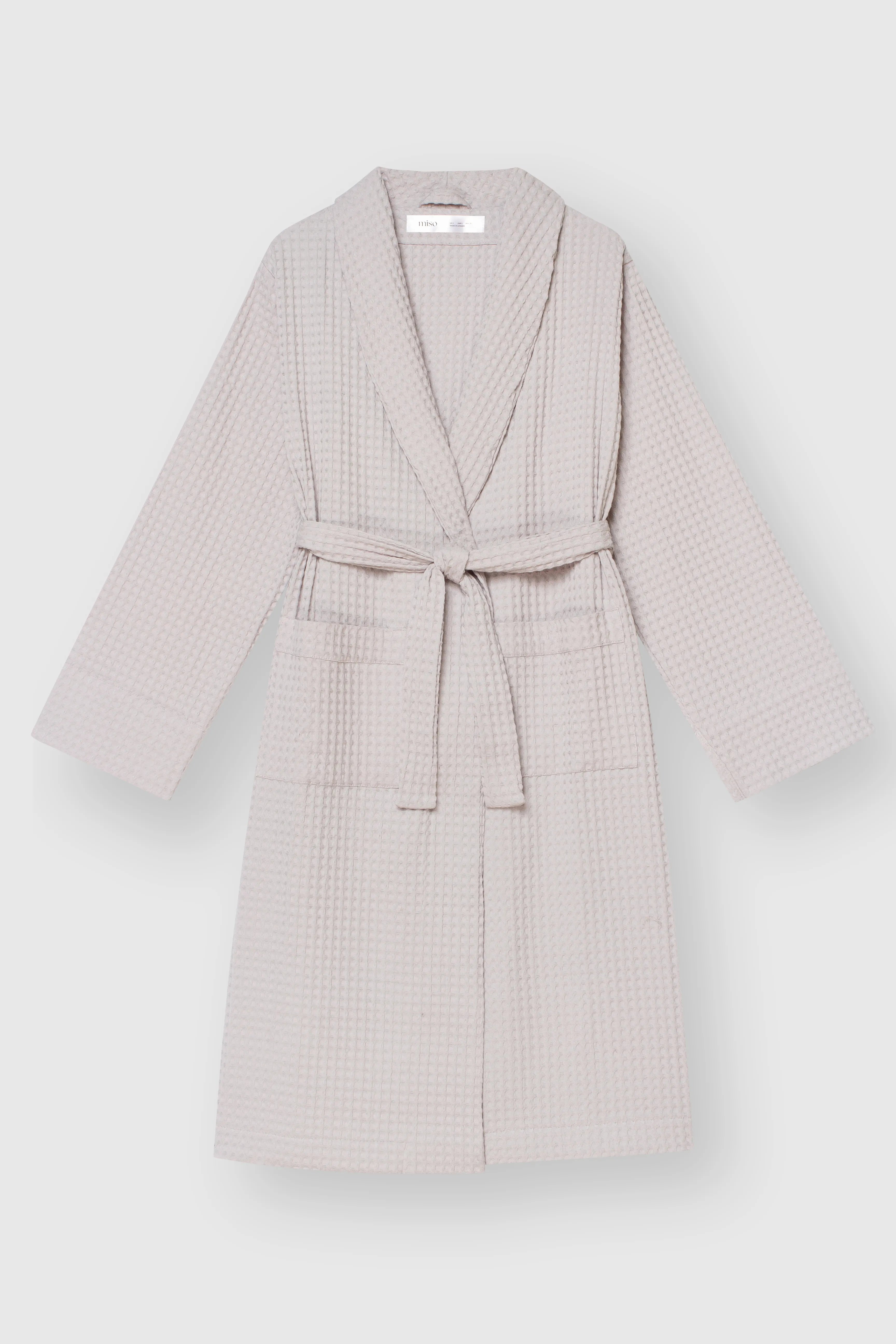 Gray waffle bathrobe