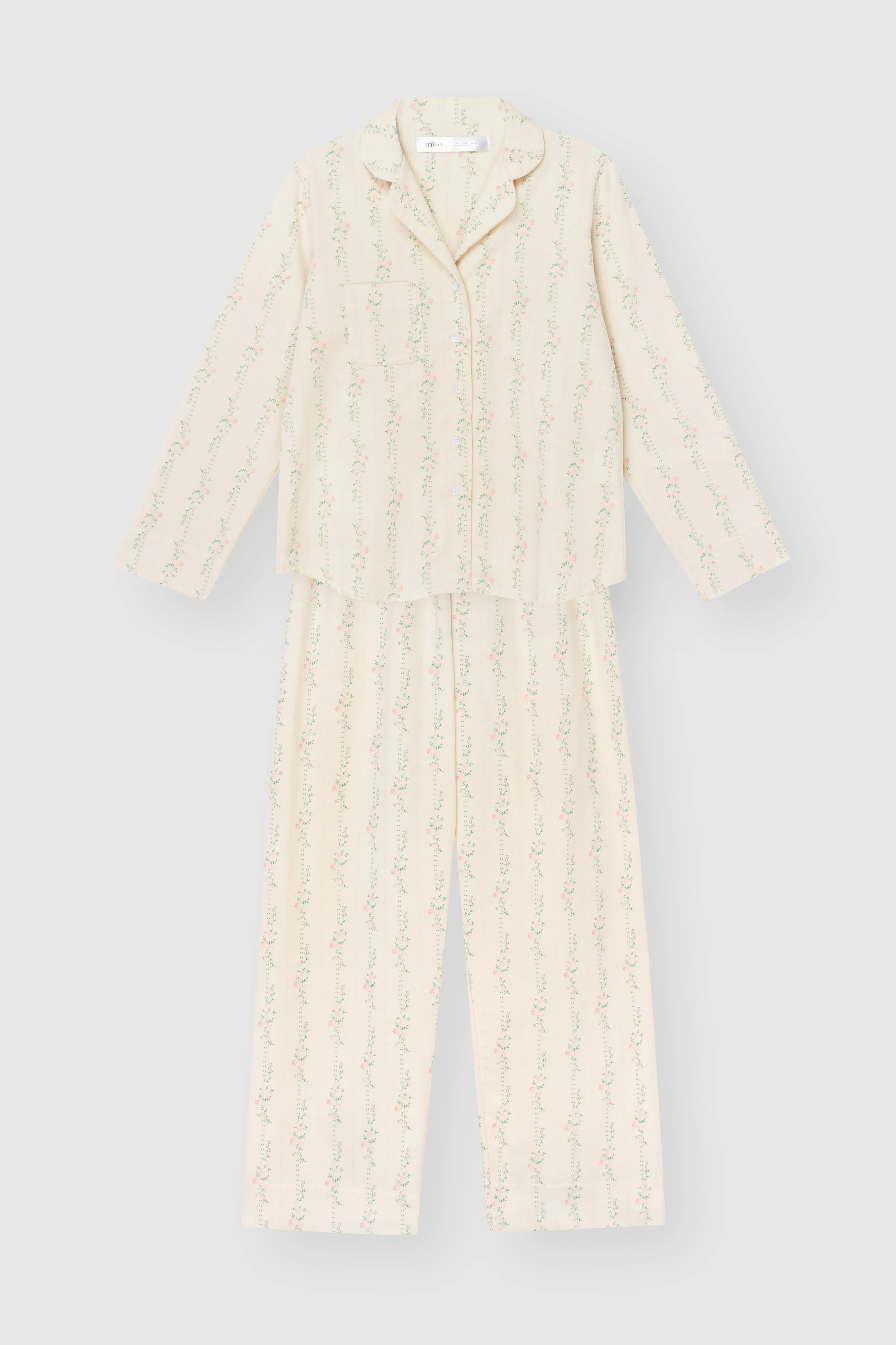 Flannel pajama set milky "flower"