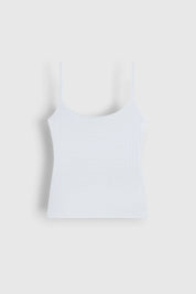 Ribbed T-shirt with straps white