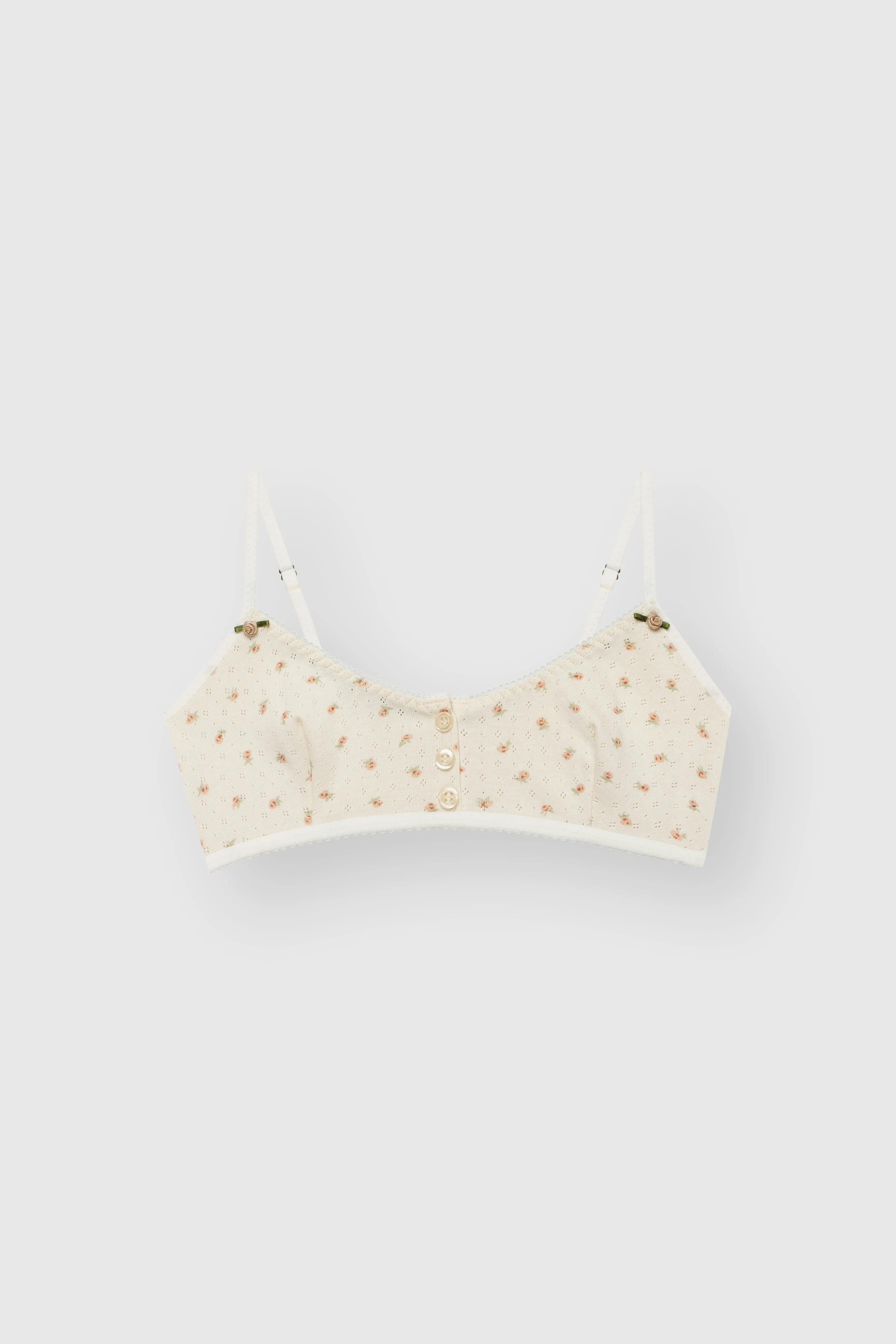 Lingerie Top Milk with Rose Ribbed