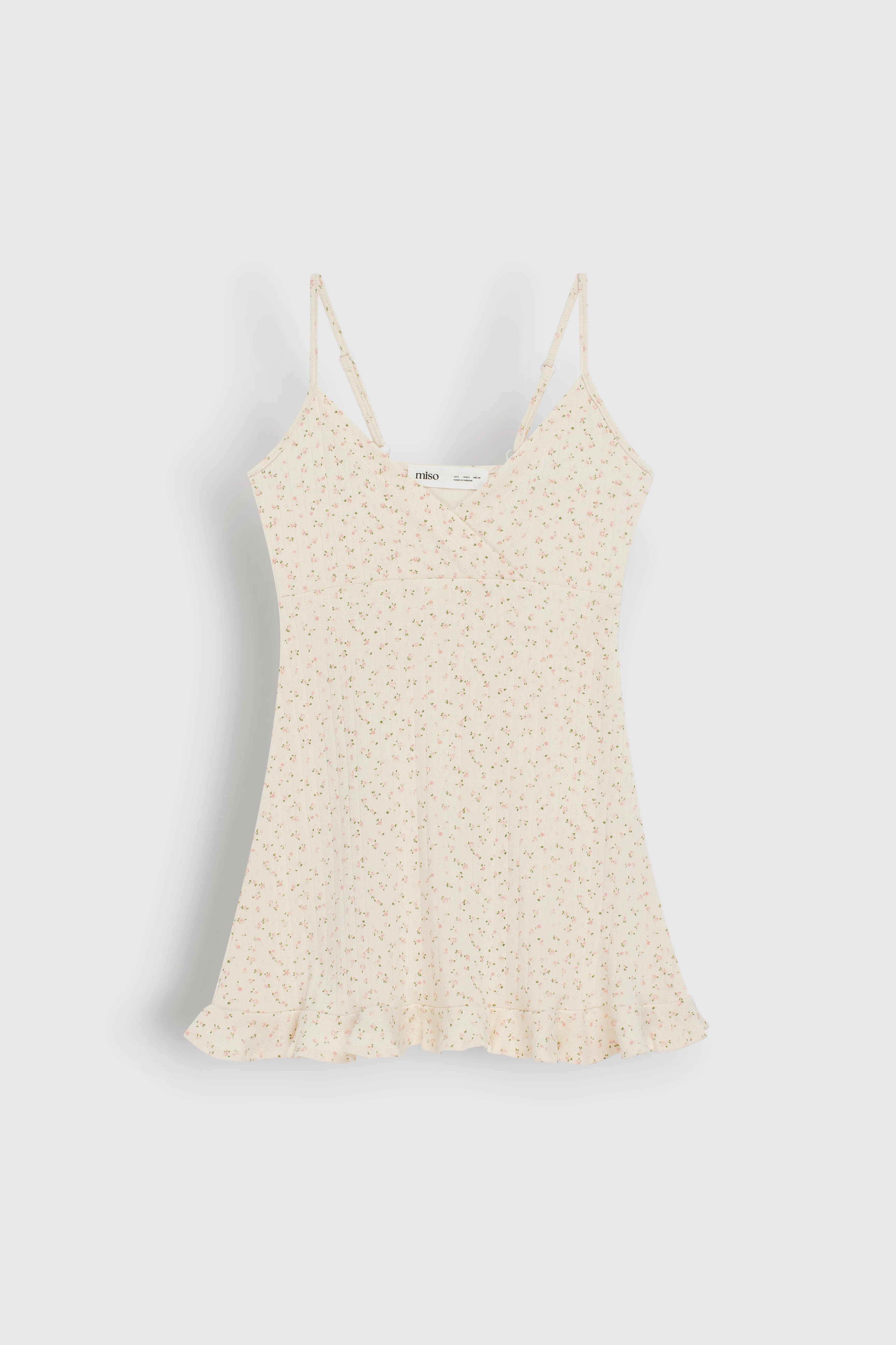 Ribbed sleep dress with a pink flower scent