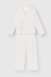 Flannel pajama set white "rose"