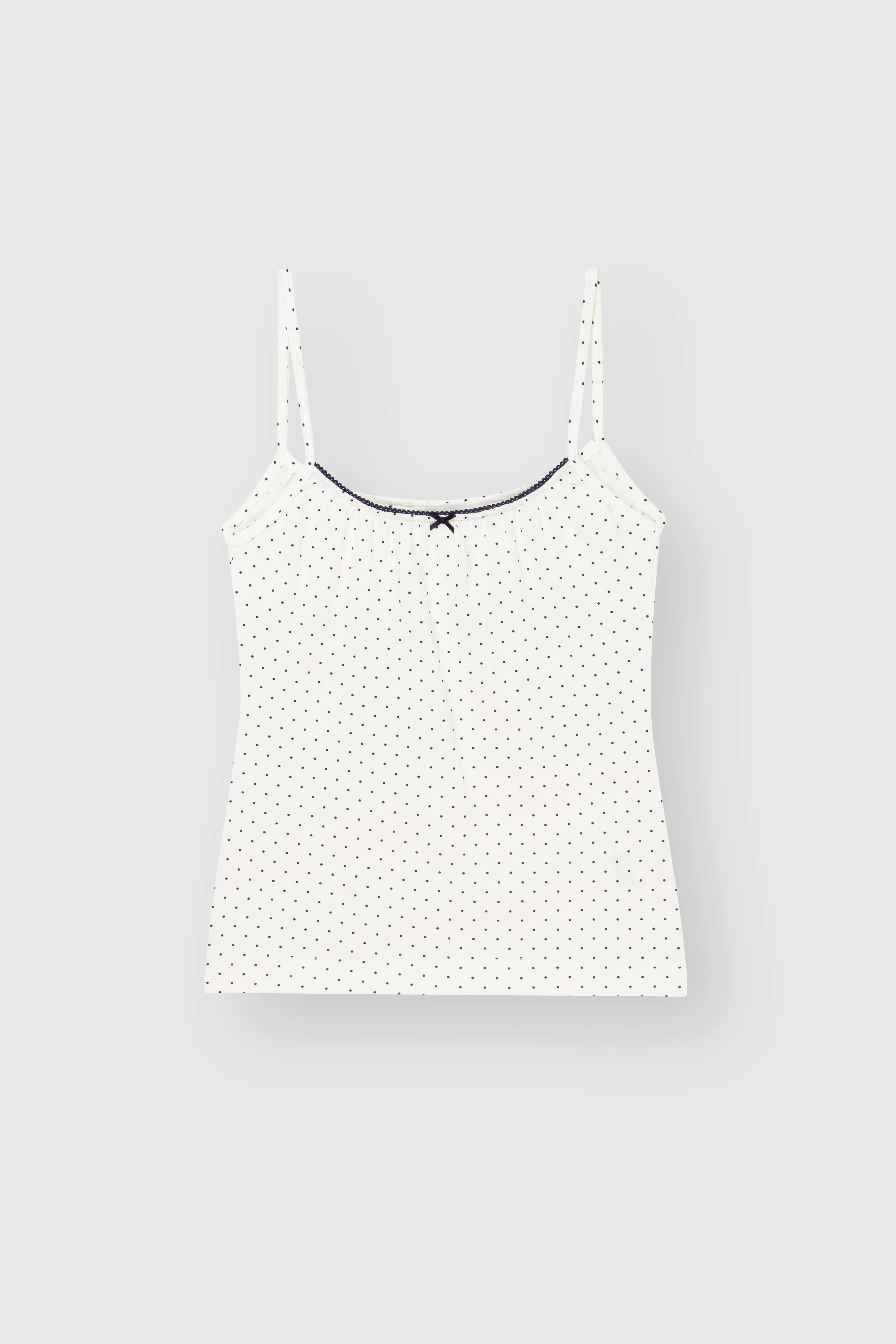 Knitted tank top with blue polka dots