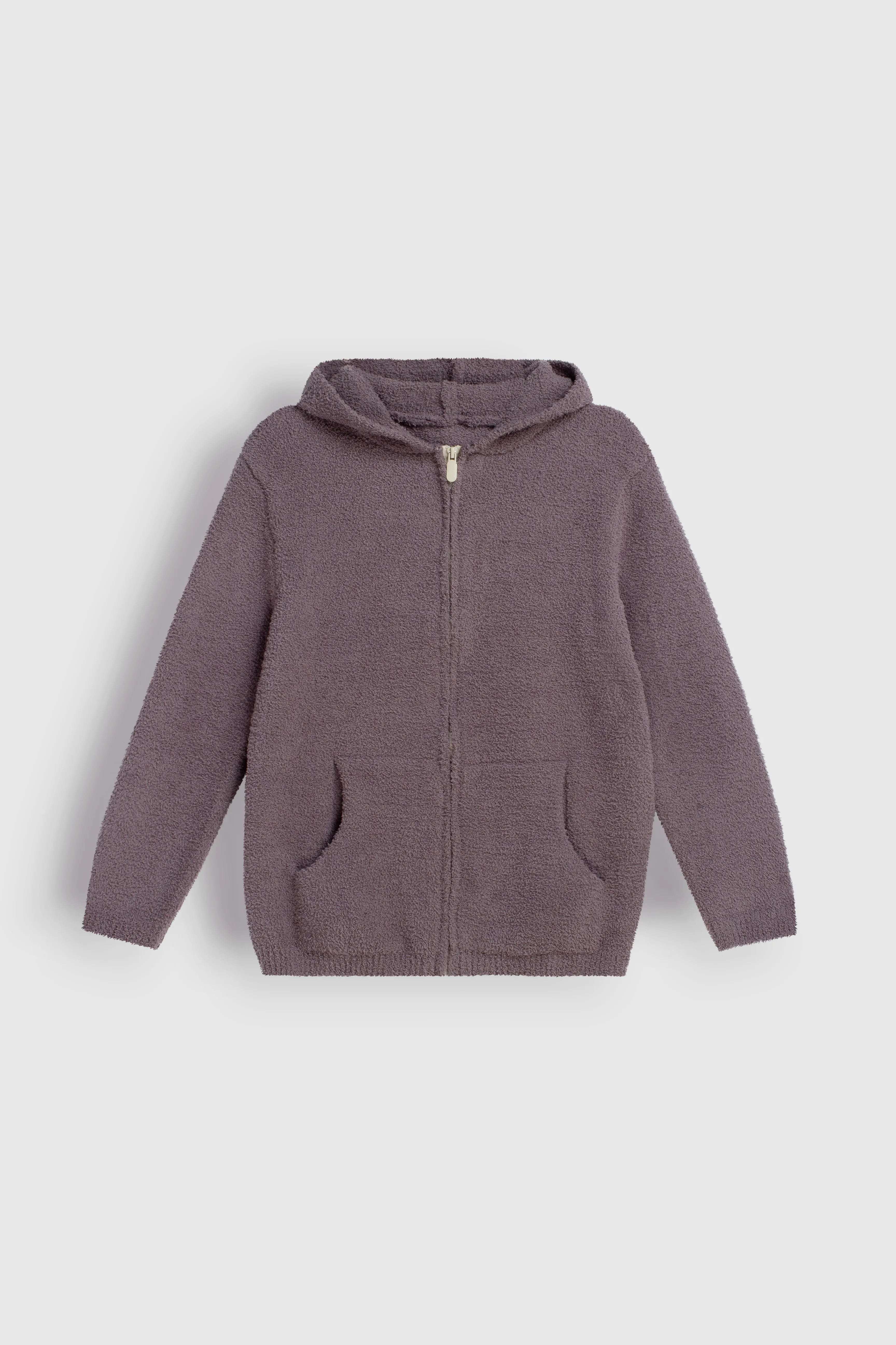 Soft knitted zip-up sweater graphite